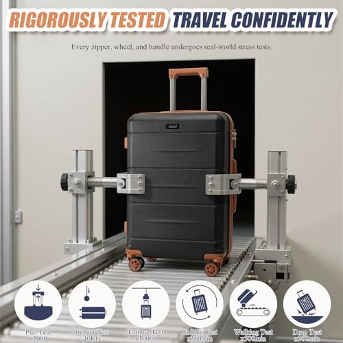 KUNEL Luggage Sets, Lightweight Durable Hardshell, 5 Piece, 20/24/28Inch - color: Black