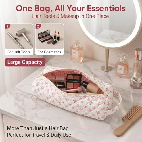 Hollow Bow Hair Tools Bag Compatible with Dyson Airwrap Shark FlexStyle - color: Hollow Bow Pattern