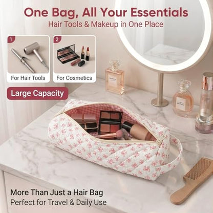 Hollow Bow Hair Tools Bag Compatible with Dyson Airwrap Shark FlexStyle - color: Hollow Bow Pattern