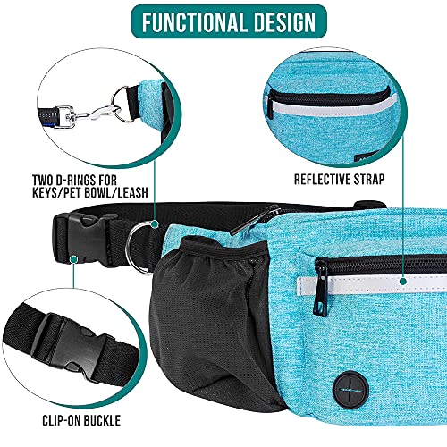 PetAmi Dog Fanny Pack, Treat Pouch for Dog Walking Training, Turquoise Blue - color: Sea Blue