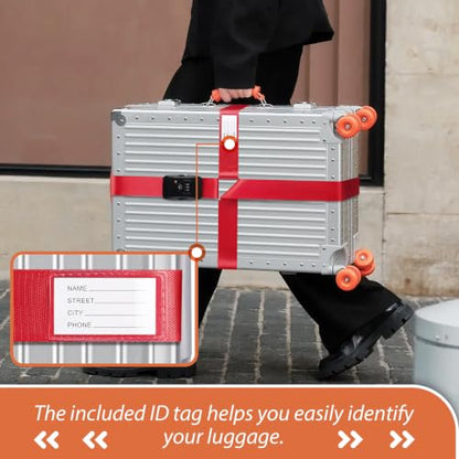 TSA Approved Luggage Straps with Combination Lock, Cross Red - color: Cross Red