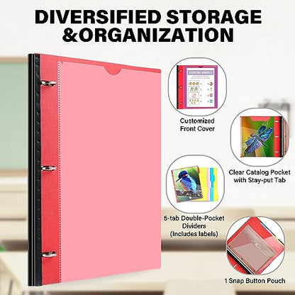 WOT I 2-Pack Telescoping Project Organizer, 1 Inch 3 Ring Binder, Red - color: Red, size: 2 Pack