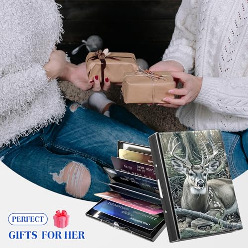 Metal RFID Accordion Card Holder,Deer Hunter Tree - color: Deer Hunter Tree