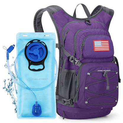 Maelstrom Lightweight Hydration Hiking Backpack with 2L/3L Water Bladder - color: 5.Purple, size: 3L Bladder