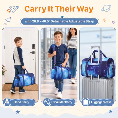 Kids Travel Duffle Bag - Weekender Bag for Boys 3-8 Year Olds - color: 02 Blue Sky, size: Medium-25L(Ages 3-8)