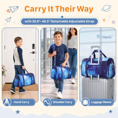 Kids Travel Duffle Bag - Weekender Bag for Boys 3-8 Year Olds - color: 02 Blue Sky, size: Medium-25L(Ages 3-8)