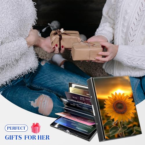 Metal RFID Accordion Card Holder,Sunset Sunflower - color: Sunset Sunflower