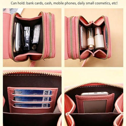 Touchscreen Phone Crossbody Bags for Women,Anti-Theft PU Leather Messenger Bag,RFID Blocking Small Mobile Phone Purse Wallet - color: Brown