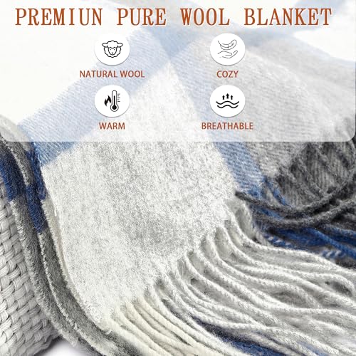 Soft Pure Wool Throw Blanket, Lightweight Warmth, Blue, 55"x83", - color: Ocean Cloud, size: Standard (1.5 lbs)