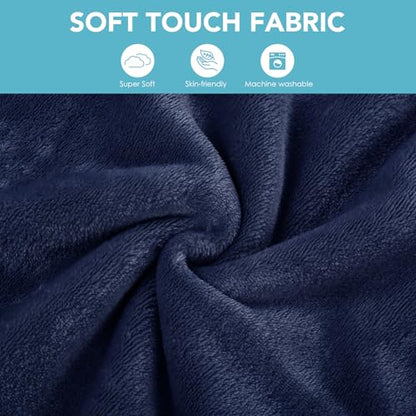 SINLAND Travel Pillow and Blanket 2-in-1 Set, Navy Blue, 60x50 Inch | Plane Packable , Soft Warm and Lightweight Flannel, Hand Luggage Sleeve and Backpack Clip, Plane Flight Car Trips - color: Navy Blue