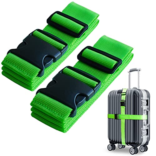 2 PCS Luggage Strap 78" x 2" Suitcase Belts Wide Adjustable Packing Straps Travel Accessories, Green - color: 2pcs Green