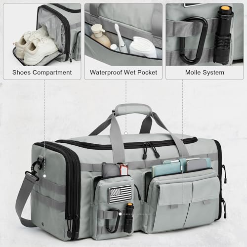 G4Free 3-in-1 Expandable Duffle Bag for Travel Gym, Large Duffel Backpack - color: Grey