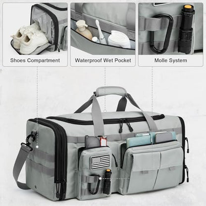 G4Free 3-in-1 Expandable Duffle Bag for Travel Gym, Large Duffel Backpack - color: Grey