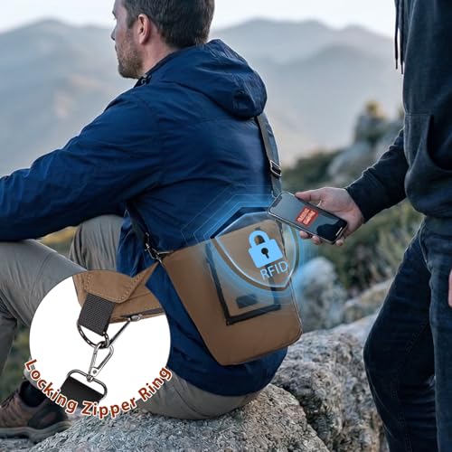 Janhavi Anti Theft Crossbody Sling Bag Travel Waterproof Shoulder Pack with RFID Blocking，EDC Bag for Outdoor Sport - color: Brown