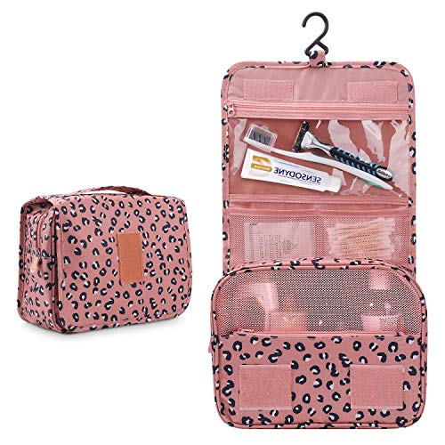 Trawila Travel Hanging Toiletry Bag Cosmetic Bag Makeup Organizers for Men & Women with Sturdy Hook (Leopard print) - color: Leopard print