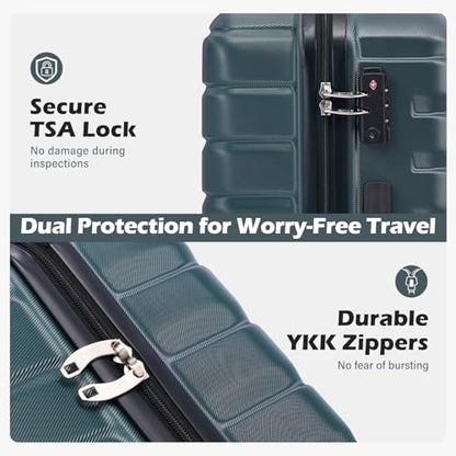 Coolife Lightweight Luggage with TSA Lock,Large Checked Teal Blue - color: Teal Blue, size: Large(28in)