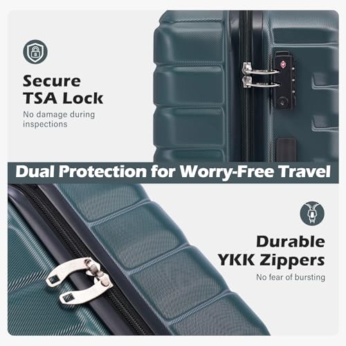 Coolife Lightweight Luggage with TSA Lock,Large Checked Teal Blue - color: Teal Blue, size: Large(28in)