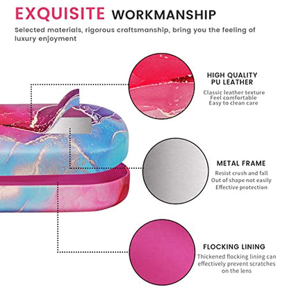 molshine Hard Shell Sunglasses Case,Classic Large Glasses Case for Women Men,Sunglass Eyeglasses - color: Pink