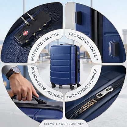28 Inch Checked Luggage, Expandable, TSA Lock, Blue - color: Blue, size: 28 Inch