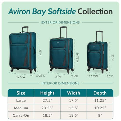 U.S. Traveler Aviron Bay Expandable Softside Luggage with Spinner Wheels, Purple, 3-Piece Set - color: Purple, size: 3-Piece Set