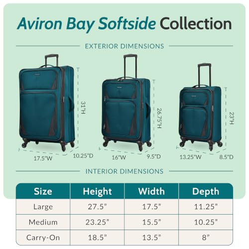 U.S. Traveler Aviron Bay Expandable Softside Luggage with Spinner Wheels, Purple, 3-Piece Set - color: Purple, size: 3-Piece Set