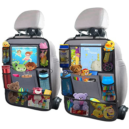 Backseat Car Organizer w/ 10 Storage Pockets 11" Tablet Holder, 2 PCS Gray - color: Gray