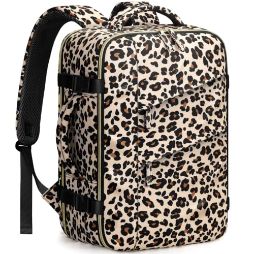Capolo Travel Laptop Backpack Women Men Personal Item Weekender Travel Bag - color: Leopard, size: Small