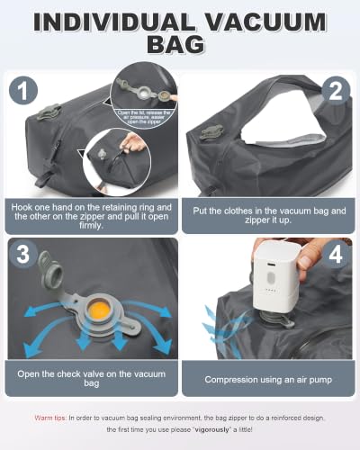 Vacuum Backpack Travel with Pump, Vacuum Seal Compression Bags For Clothing