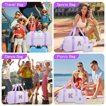 Birthday Gifts for Teen Girls Women, Initial Travel Duffle Bags - color: Purple, style: M