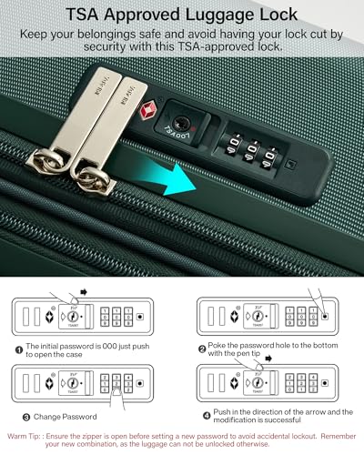 MILADA 20-Inch Hardside Expandable Carry-On Luggage Suitcase, Green - color: Blackish Green, size: Carry On 20 inch