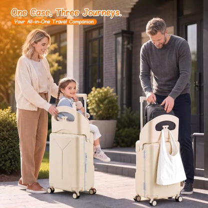 20" Ride-On Suitcase with Seat for Kids & Adults - color: Beige