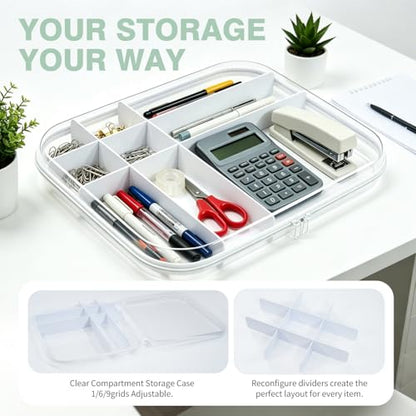 3 Pack Durable Clear Hard Shell Zipper Case with Removable Dividers, Clear Toiletry Bags for Travling, Hard Plastic Zipper Case for Toy Organizer, Makeup storage