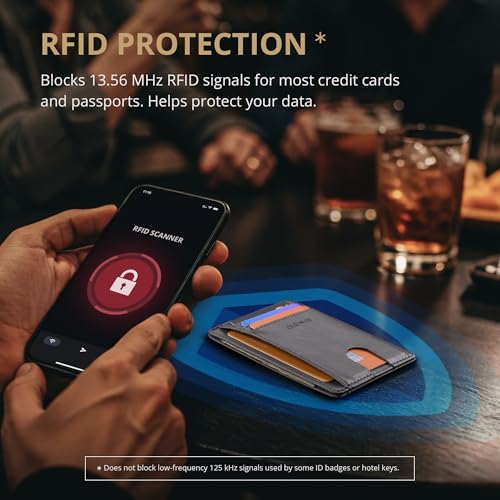 Buffway Slim Minimalist Front Pocket RFID Blocking Leather Wallets for Men and Women - Alaska Grey - color: Alaska Grey