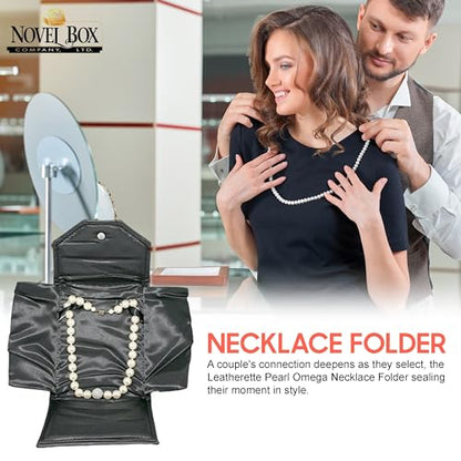 Novel Box Necklace Display Pearl Folder, 7x5 Inch Jewelry Case, Black/Black - color: Black/Black Stitched, size: Small