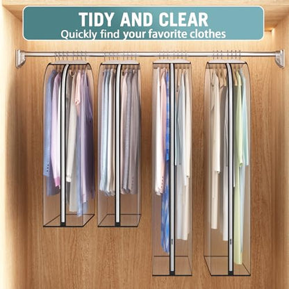 Liuoud Clear Garment Bags for Hanging Clothes 10” Gusseted, 4 Pack, 40”&50” - color: Clear, size: 40+50 inch