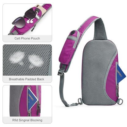 G4Free Sling Bag for Men Women,RFID Blocking, Crossbody Backpack,Travel - color: Purple