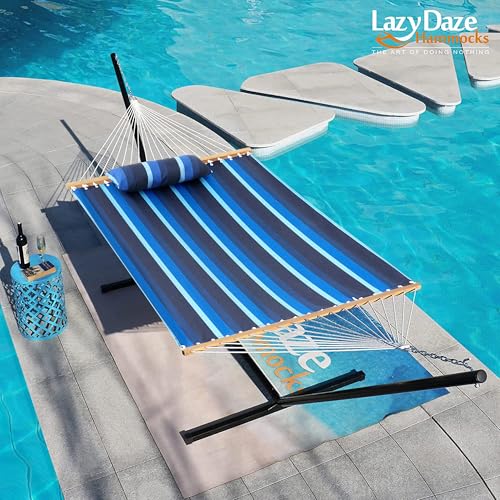 Lazy Daze 12 FT Sunbrella Fabric Hammock, Non-Fading Double Outdoor Hammock - color: Gateway Indigo