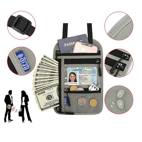 Neck Wallet, RFID Blocking Passport Holder - color: Black