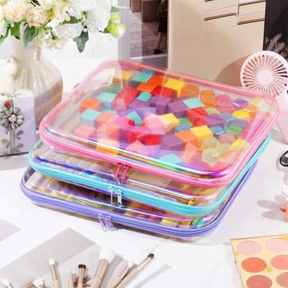 Hoolerry 3 Pcs Clear Hard Zipper Case Plastic Zipper Pouch, Laser, L - color: Laser, size: L