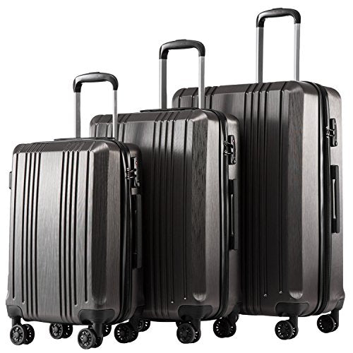 Coolife PC+ABS Hardshell Luggage, TSA Lock, Spinner Wheels, 3-Piece Set - color: grey, size: 3-Piece Set (20/24/28 inch)