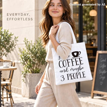 Funny Canvas Tote Bag, Reusable Playful Shoulder Bag, Whimsical Carryall for Shopping Commute Beach - color: Coffee 01
