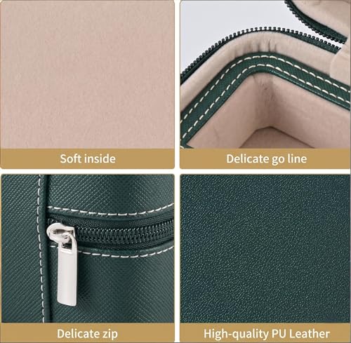 ROSELLE Eyewear Travel Case for women men, 2/3-Slot Eyeglasses Storage Box - color: Green-3 Slot