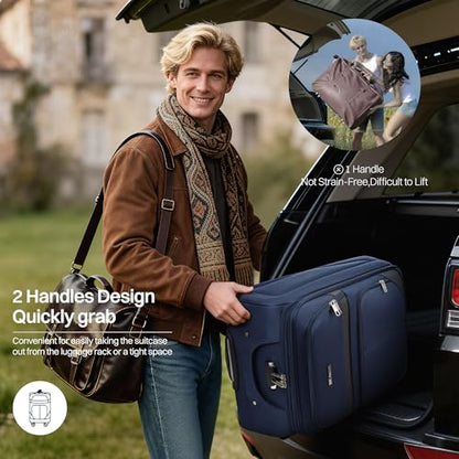 2-Piece Set Luggage,Softside Luggage Sets,Expandable 15% - color: Navy-Grey, size: 2-Piece Set (20"/28'')