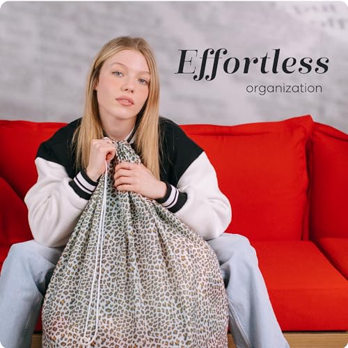 Nylon XL Laundry Bag - Locking Drawstring Closure, Machine Washable, These Large Bags Will Fit a Laundry Basket and Strong Enough to Carry up to Two Loads of Clothes (Leopard | 30" x 40") (Pack of 2) - color: Leopard, size: 30" x 40" (Pack of 2)