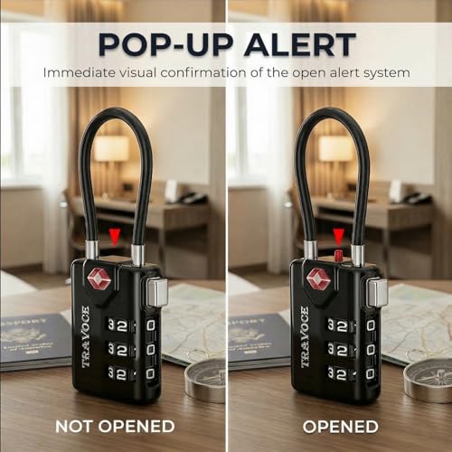 TRAVOCE TSA Approved Luggage Locks, Combination Cable Locks, 10 Pack, Black - color: Black 10 Pack