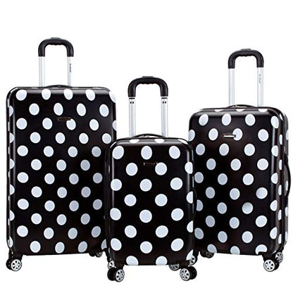 Rockland Laguna Beach Hardside3 Piece Spinner Wheel Luggage Set, (22"/24"/28"), Black Dot - color: Black Dot, size: 3 Piece (28"/24"/20")