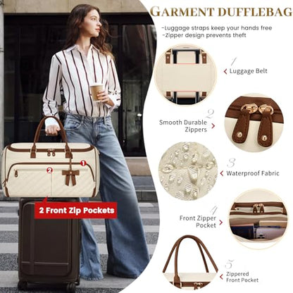 RAINSMORE Garment Bags for Travel Women with Shoe Bag & Wet Pocket - color: BeigeBrown