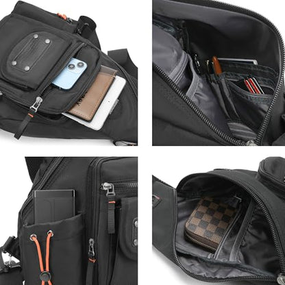NICGID Sling Bag Backpack, 13.3'' 14.1'' Laptop Bag Crossbody Shoulder Chest Backpacks Travel Outdoors for Men Women - color: Grey-2555
