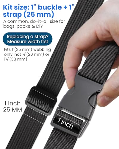 1-Inch Buckle and Strap Kit, 6-Yard Polyester Webbing, 6 Buckles