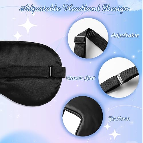 BBTO 4 Pack Silk Sleep Eye Mask, Black - color: Black
